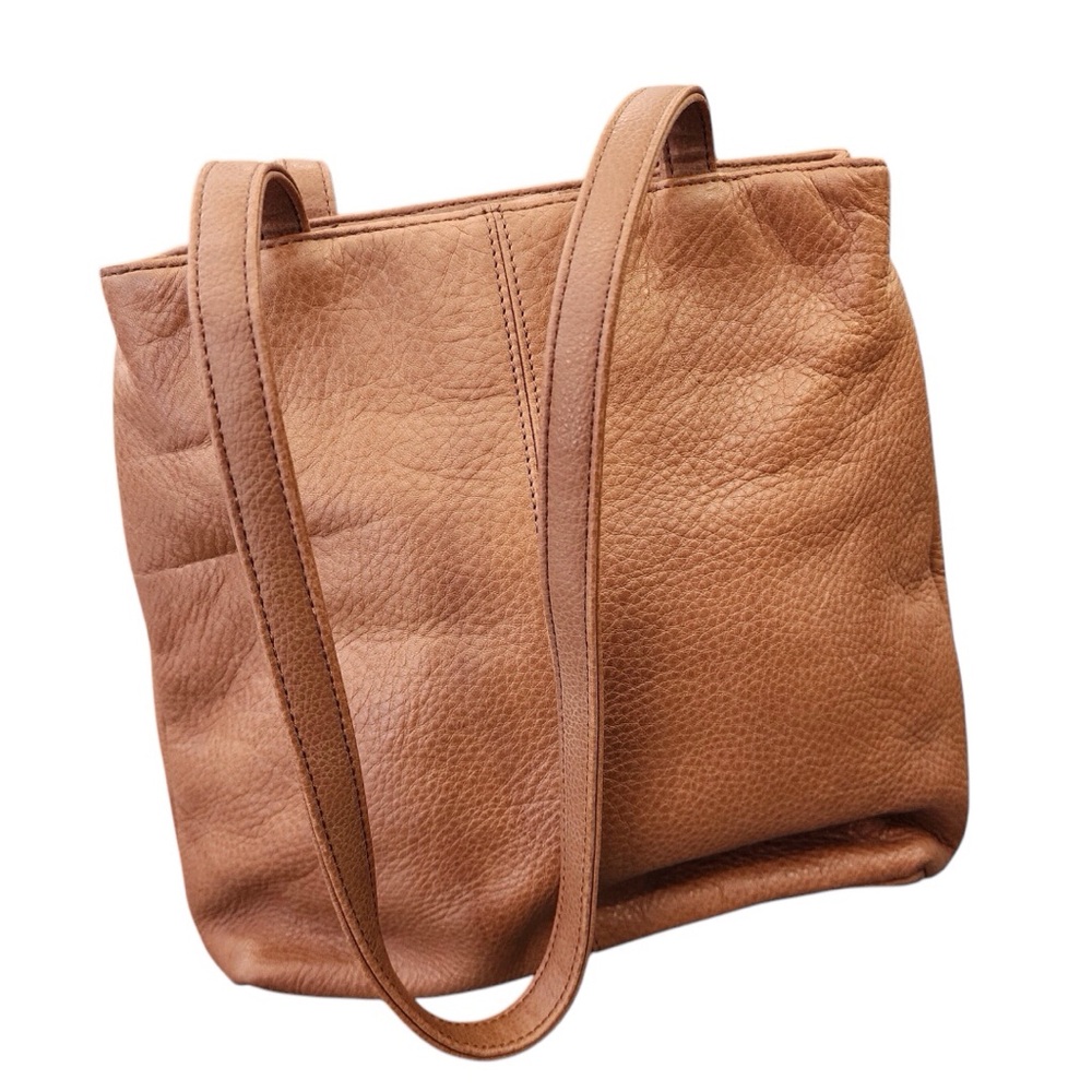 EVAN PICONE Vintage Brown Leather Handbag Purse - Ladies Camel Clr Shoulder Bag - Picture 13 of 16